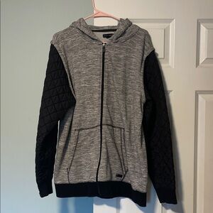 Ocean Current Black and Gray Quilted Zip-Up Sweater